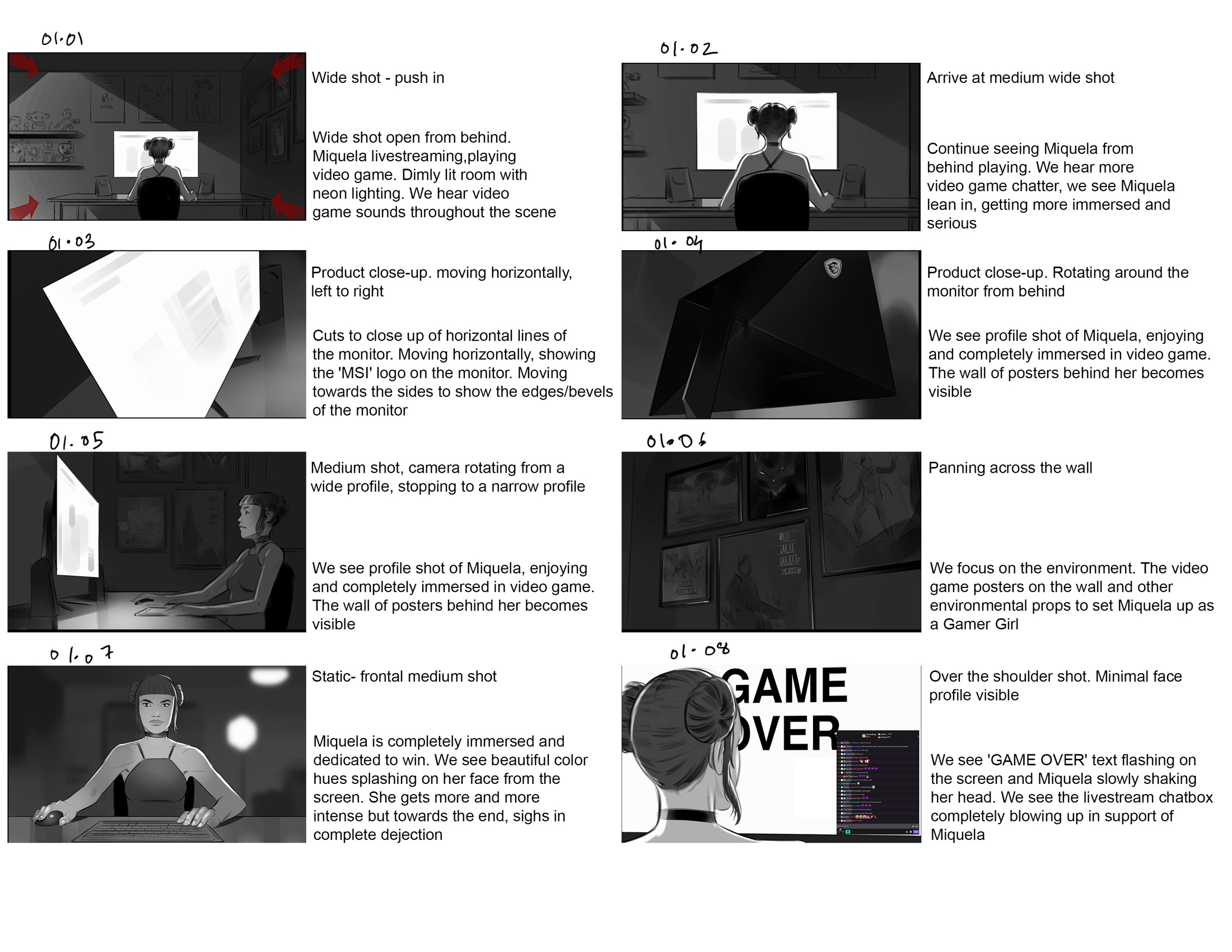 MSI storyboard, page 1
